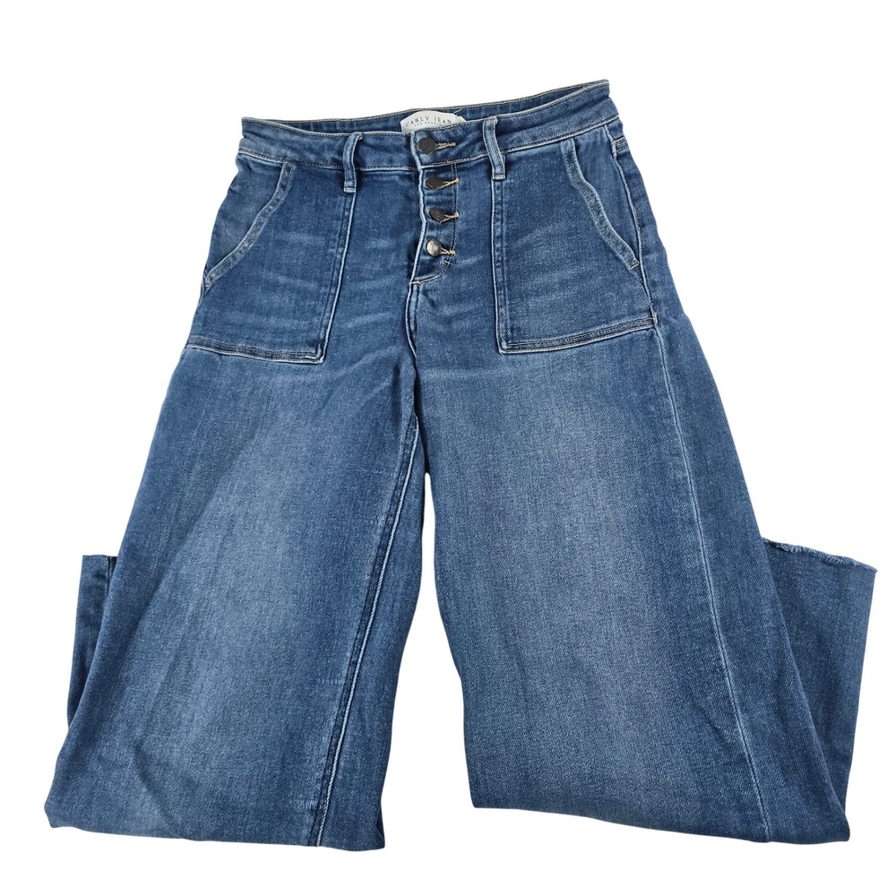 Carly Jean Los Angeles Hendrix Wide Leg Button Fly‎ Jeans Medium Wash Size 3